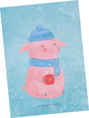 Produktbild von Mr. & Mrs. Panda Ansichtskarte Schweinchen Glühwein - Eisblau - Geschenk, Weihnachtsmarkt, Postkarten, Ansichtskarten, Betrunken, Postkarte, Kunstkarten, Grußkarte