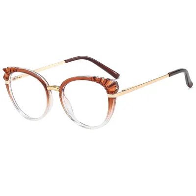 Obrázok produktu pre Techsuit Okuliare proti modrému svetlu Reflex Metal (F5020-BRW) - Cat Eye - Hnedý Priehľadný