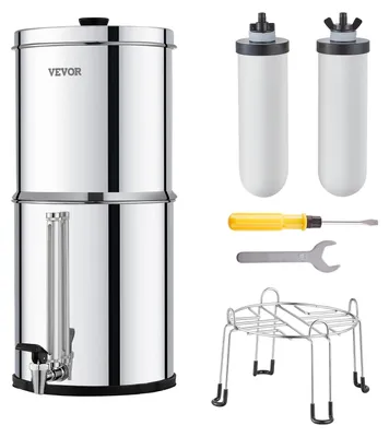 Schwerkraft-Wasserfilter 2,25 G Edelstahl mit 2 Filtern