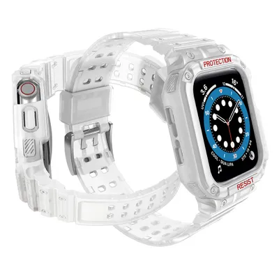 Image de Bracelet De Protection Avec Etui Pour Apple Watch 7 / 6 / 5 / 4 / 3 / 2 / Se (41 / 40 / 38Mm) Étui Blindé Housse De Montre Blanc