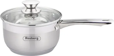Obrázek produktu pro Zapékací hrnec s poklicí Rosberg R51210H16K, 16 cm, 1,9 l, skleněná poklice, nerezová ocel, nerezová ocel