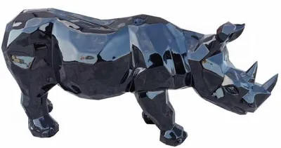 Obrázok produktu pre Casa Padrino luxusná dekoratívna figúrka nosorožca čierna 80 x v. 38 cm - Dekorácia do obývačky - Záhradná dekorácia - Zvieracia figúrka odolná voči poveternostným vplyvom
