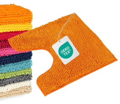 Image de WohnDirect Tapis de bain avec découpe WC PARIS Orange 45 x 45 cm AVEC découpe
