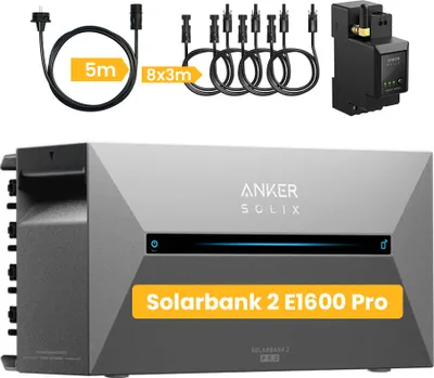 Produktbild von Balkonkraftwerk Speicher, Anker Solix Solarbank 2 E1600 Pro mit integriertem Wechselrichter, inkl. Anker Smarten Zähler für Balkonkraftwerk