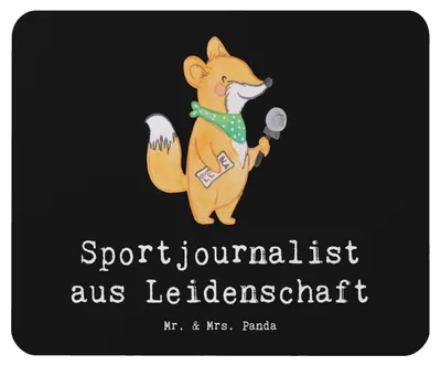 Produktbild von Mr. & Mrs. Panda Mousepad Sportjournalist Leidenschaft - Schwarz - Geschenk, Ausbildung, Mouse Pad, Mauspad, Studium, Journalist, Lustig, laptop, Spruch, mousematte, pc