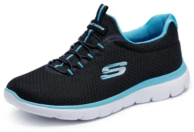 Produktbild von Skechers Damen Summits 12980 Turnschuhe, Black Mesh/ Turquoise Trim, 37.5 EU