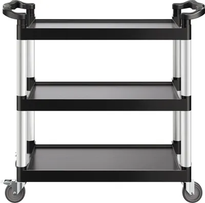 Image de Chariot utilitaire robuste d'une capacité de 500 lb Chariot de service à 3 niveaux avec roulettes