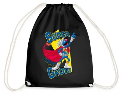 Produktbild von Spreadshirt Sesamstraße Grobi Supergrobi Superheld Turnbeutel, One size, Schwarz