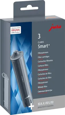 Obrázek produktu pro JURA CLARIS Smart+, Vodní filtr, Jura, D4, D6, D60, E4 (EA), E6 (ab 2015), E6 (EA), E6 (EB), E60 (ab 2015), E8 (2015), E8 (2018), E8..., 40000 ml, 3 kusů, 146 mm