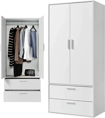 Image de Armoire – Rangement d'entrée – Rangement de vêtements – Système extensible – 80x180x51 cm – Blanc
