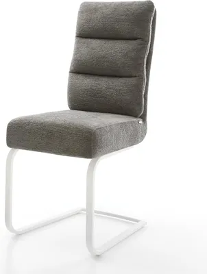 Produktbild von DELIFE Freischwinger Pela-Flex Bouclé Soft Schlamm Freischwinger flach Weiß Taschenfederkern