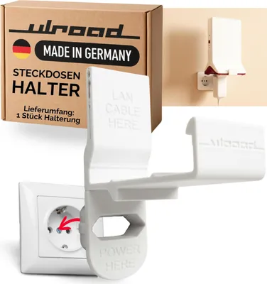 Produktbild von ULROAD Wandhalterung Steckdose passend für Repeater Fritz!Repeater 3000AX & 6000 Steckdosenhalterung mit Kabel Organizer I Für AVM WLAN Verstärker Fritz I Halterung ohne Bohren