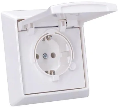 Productafbeelding van Schuko inbouwstopcontact set met klapdeksel en 2-voudig frame - Weerbestendig IP44