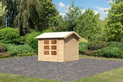 Produktbild von Karibu Gartenhaus Gerätehaus Theres 3 naturbelassen244x244x242 cm