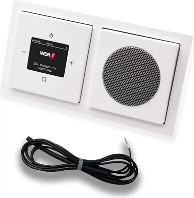 Produktbild von Busch Jäger DAB+ Unterputz Radio Set 8215U-101 inkl. Lautsprecher im 2 fach Rahmen in FUTURE Linear Studioweiß inkl. 0,9m EBROM Wurfantenne 8215U - 8215 U - 8215 U-101