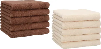 Produktbild von Betz 10 Stück Gästetücher 30x50 cm PREMIUM 100% Baumwolle Set Farbe: nussbraun und beige