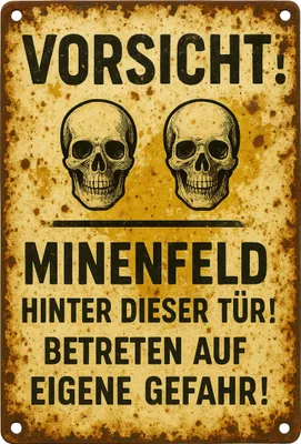 Produktbild von Blechschild AstraDesign 20x30 cm „Vorsicht Minenfeld“ – Metallschild Wanddeko, Schild, Geschenkidee