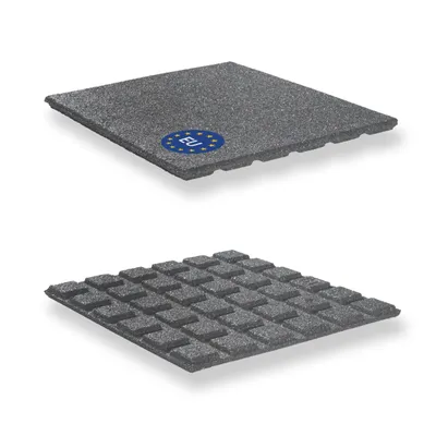 Produktbild von Fallschutzmatte 50x50 cm Stärke 25 mm Farbe Grau Gummimatte für Spieltürme Schaukel Rutsche Outdoor