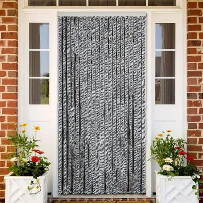 Produktbild von Design Fliegenvorhang Grau, Schwarz und Weiß 100x200 cm Chenille, Fliegengitter 2024 Neu