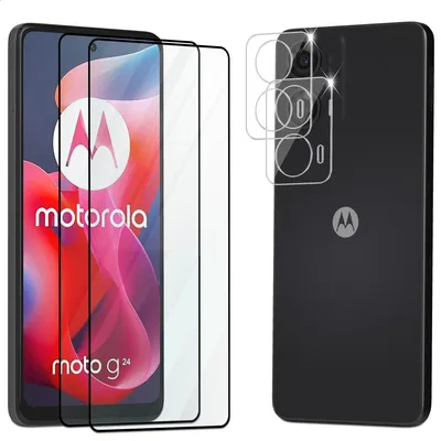Produktbild von 2-Pack Motorola Moto G24 Displayschutzfolie & 1-Pack Kameraschutz - Gehärtetes Glas 9H - Super Qualität 3D