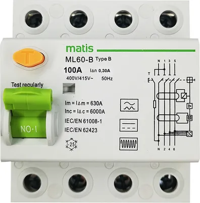 Produktbild von Matismart FI Schutzschalter Typ B allstromsensitiv 300mA/100A 4-Pol Intertek