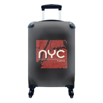 Produktbild von MuchoWow® Koffer Handgepäck Trolley Rollkoffer Kleine Reisekoffer mit 4 Rollen - New York - NYC - Schwarz - Cabin Size < 55x40x23 cm & 55x40x20 cm - Fotokoffer - Kabinenkoffer - Boardgepäck - Reise-Box - Reisekoffer - Reisegepäck - Koffer mit Bild - Trolley für Kinder