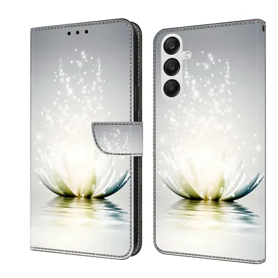 Produktbild von CLM-Tech Handyhülle kompatibel mit Samsung Galaxy A57 5G Hülle - Tasche aus Kunstleder - Klapphülle mit Ständer und Kartenfächern - Schutzhülle Wallet Case Cover Lotus Lampe