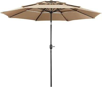 Imagen del producto de Sombrilla con dosel de 3 capas, diámetro de 324 cm. Inclinable, color marrón claro