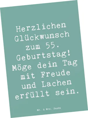 Produktbild von Mr. & Mrs. Panda Postkarte Spruch 55. Geburtstag Glückwunsch - Meeresbrise - Geschenk, Ansichtskarte, Meilenstein, Freude und Lachen, Happy Birthday, Grußkarte, Alter