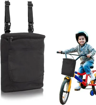 Immagine prodotto di Cestino per bicicletta per bambini con chiusura in velcro, borsa da bicicletta ribaltabile, borsa da bicicletta con adattatore per manubrio, borsa da manubrio rimovibile, borsa da bicicletta per e-bike per la spesa