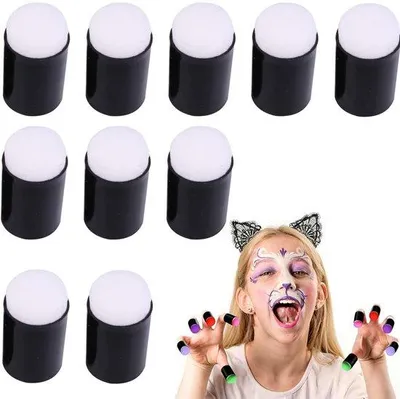 Productafbeelding van Vingerkussentjes – 10 stuks – 3 x 1,7 cm – Stempelkussentjes – Vingerhoedmake-upkussentjes – Sjabloonkussentjes voor gezichtsverf – Duimkussentjes