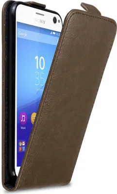 Produktbild von Cadorabo Hülle für Sony Xperia C4 Schutz Hülle in Braun Flip Etui Handyhülle Case Cover