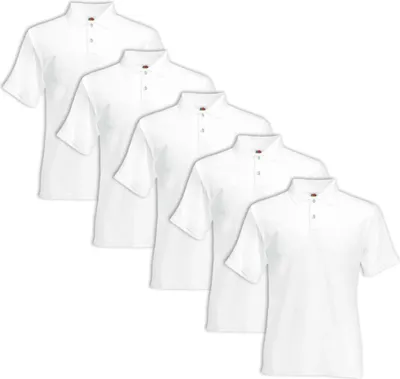 Produktbild von 5 x Fruit of the Loom Original Herren-Polo Shirt Weiß XXXL