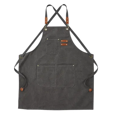 Produktbild von Segeltuchschürzen, mit verstellbarem Riemen und 3 Taschen, Arbeitsschürzen für Männer und Frauen, Küche Kochen Backen Künstler Malerei