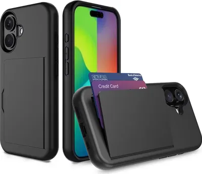 Produktbild von Smartphonica Phone Case Geeignet für iPhone 16 starke TPU mit Kartenschlitz - TPU starken Fall mit Kartenschlitz - Schwarz