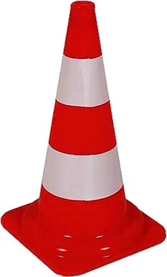 Produktbild von Leitkegel 750 mm rot-weiss, schlagzähes PVC, kippfest, stapelbar, rechteckiger Fuß