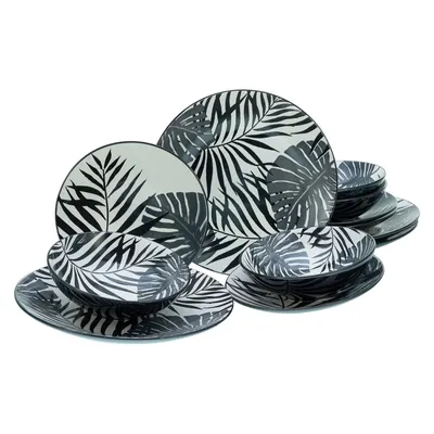 Obrázok produktu pre CreaTable, 25861, Tropicana Black, sada tanierov 12 ks, kamenina