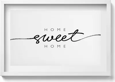 Produktbild von Dekoratives Schild für die Wohnung „Home, sweet home“– Wandbild mit Rahmen – Gerahmtes Bild  – Wanddekoration – 60x40 cm –  Schwarz Rahmen