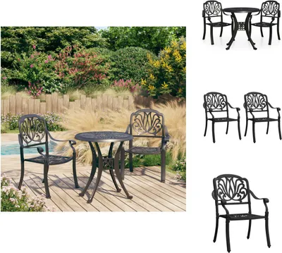 Productafbeelding van vidaXL 3-delige bistroset, gietaluminium, zwart - Tuinmeubelsets