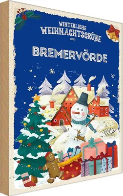 Produktbild von vianmo Holzschild 18x12 cm Weihnachtsgrüße BREMERVÖRDE Weihnachten