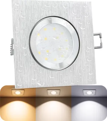 Produktbild von SSC-LUXon QW-2 LED Einbaustrahler dimmbar flach IP44 - 3 Lichtfarben einstellbar - eckig Alu gebürstet 230V 6 Watt