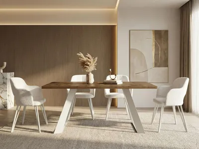 Obrázek produktu pro Jídelní stůl Colter White v moderním stylu, obdélníkový stůl - rozkládací od 140 cm do 240 cm, kovové nohy potažené práškovou barvou - 140 x 80 cm - dub Lefkas