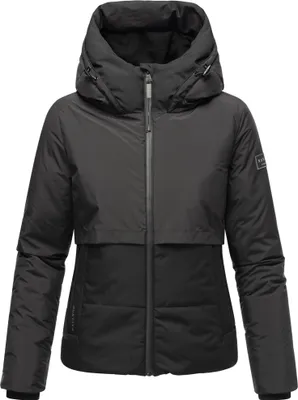 Produktbild von Navahoo Damen Winterjacke Outdoor Jacke Recycelt Vegan Übergangsjacke mit hohem Kragen gefütterte Kapuze Liebesküken XVI Schwarz Gr: 38 - M