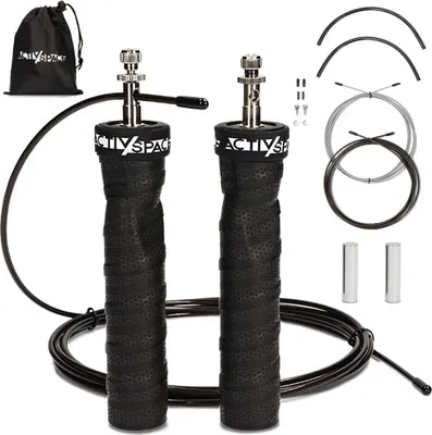 Image de Corde à sauter de boxe réglable avec palier et poids - noir S01