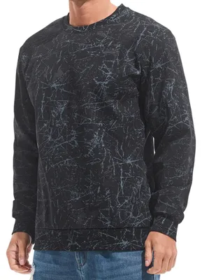 Productafbeelding van Heren fleece sweater, model crewneck, casual stijl, gevoerd, warm, zwart, maat M