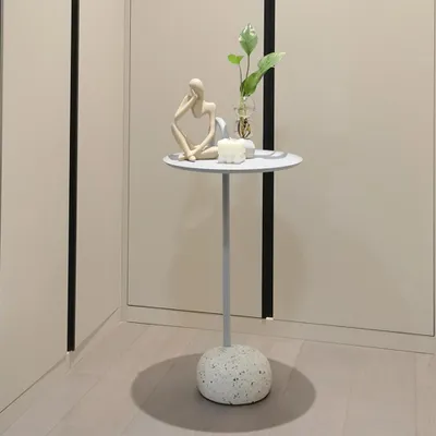 Produktbild von Beistelltisch, Kleiner Couchtisch, Runder Kaffeetisch, Balkon Tisch, Wohnzimmer Tisch Grau 36 × 70.5 cm /YXSTBJH/