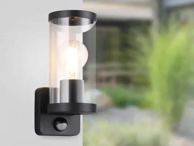 Produktbild von LED Außenwandleuchte mit Bewegungsmelder, Außenleuchte Hausbeleuchtung Schwarz