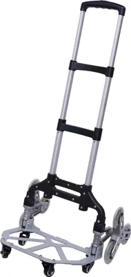 Zdjęcie produktu dla Wózek na schody – składany wózek transportowy – 10 kółek, nośność do 75 kg, teleskopowa rączka, wodoodporna torba, kolor srebrny