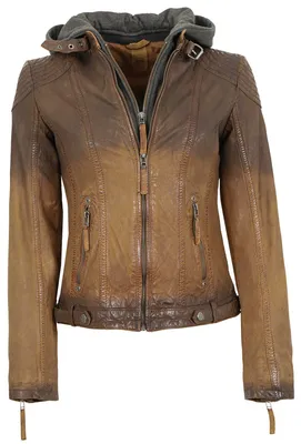 Produktbild von Gipsy - Damen Echtleder Lederjacke Kapuze Lammnappa braun antik Pflanzlich gegerbt
