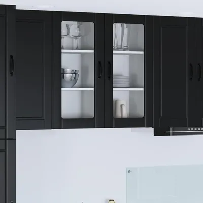 Immagine prodotto di vidaXL Armadietto a muro in vetro PORTO Nero 40 x 31 x 80 cm in materiale derivato dal legno
